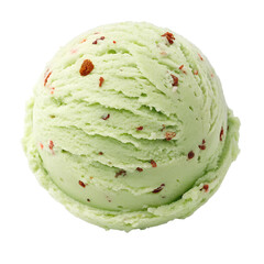 Scoop of pistachio ice cream with nuts isolated on transparent background