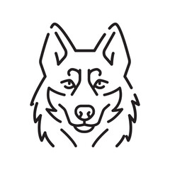 

siberian husky black line icon for digital and print projects. Dog breed.