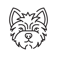 yorkshire terrier black line icon for digital and print projects. Dog breed.