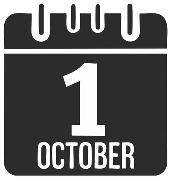 Calendar icon showing the first day of October, a significant date for scheduling events and planning activities