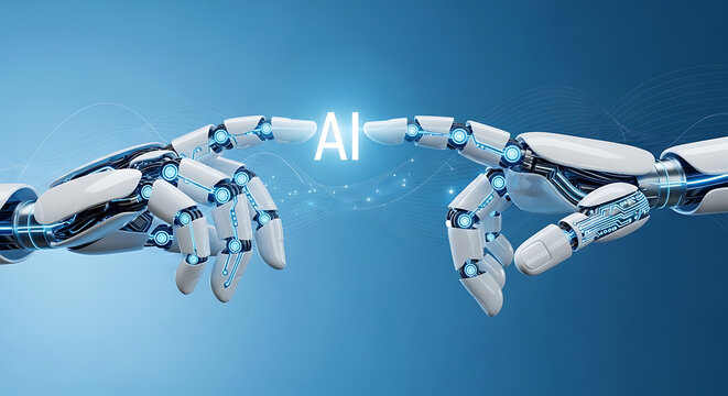 AI Technology Concept – Futuristic Robotic Hand with Artificial Intelligence Chip