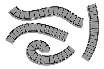 Fototapeta premium Old retro tape film video movies, Grunge vintage film strip for photo video filming . Old grunge movie film long strip set, vintage filmstrip roll frame, vector photo background. eps 10 