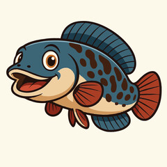 cartoon vector image of channa fish