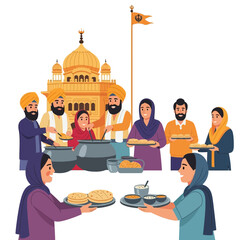 Community Dining at a Sikh Temple People Share Food and Fellowship