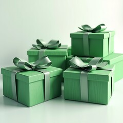 Wood Textured Holiday Green Gift Box