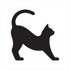 Cat stretching vector silhouette outline logo design concept illustration
