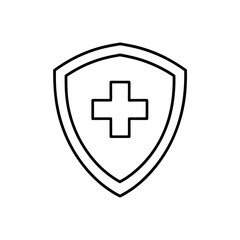 Fototapeta premium Shield with plus symbol on transparent background
