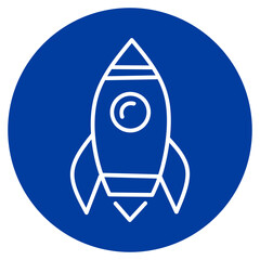 Rocket Ship Icon on Blue Circle