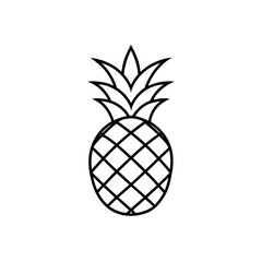 Outline drawing pineapple on transparent background