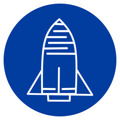 Rocket Ship Icon on Blue Circle