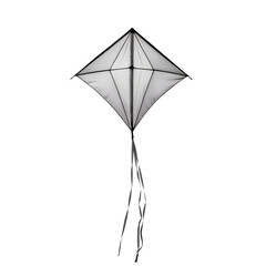 Diamond shaped white kite with tail isolated on transparent background