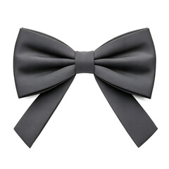Dark gray textured fabric bow tie isolated on transparent background