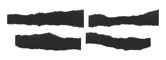 Realistic black craft paper strips ripped for scrapbook design
