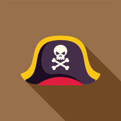 Colorful bicorne pirate hat with skull and crossbones, representing piracy, adventure, and seafaring life
