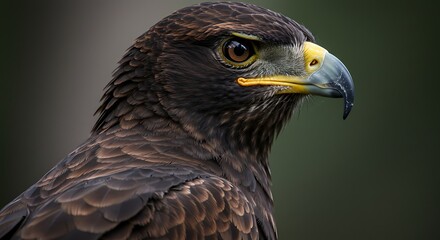 Fototapeta premium Close-up of a hawk's head in profile, displaying sharp features and intense gaze