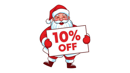 Santa's Special: A festive Santa Claus, beaming with holiday cheer, extends a warm welcome with a sign announcing a generous discount, creating an atmosphere of yuletide delight.