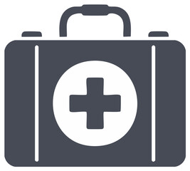 Fototapeta premium First aid kit icon, a medical box with a cross symbol for emergency and healthcare.