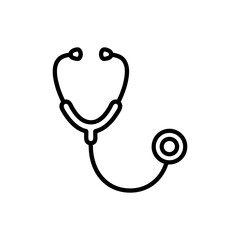Stethoscope and medical shield icon. Healthcare, diagnosis, hospital, doctor equipment, health insurance, medical care concept. Editable stroke vector.