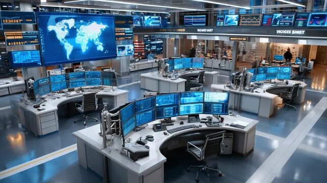 Command Center Operations: A high-tech operations room, showcasing advanced technology and data analysis capabilities.