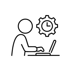 Time management and productivity icon. Remote work, project efficiency, online job, task tracking, business workflow concept. Editable stroke vector illustration.