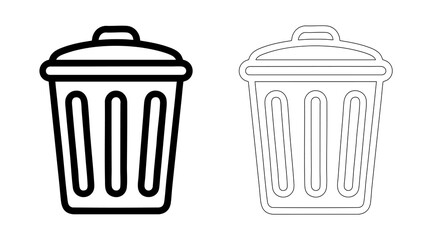 Trash Bin Icon. Waste Management, Garbage Disposal, Deletion, or Clean Recycle Concept Symbol. Simple Minimal Line Vector for Environment and Digital Use.