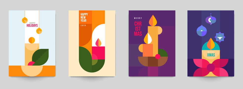 Merry christmas and happy new year abstract background template for covers, invitation, poster, banner, flyer, placard. Minimal modern design for branding, advertising holiday. Vector illustration.