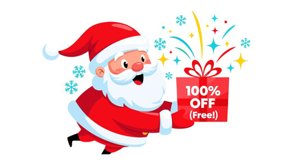 Santa with a gift box: An image of Santa Claus with a gift box. Perfect for holiday sales and seasonal promotions.