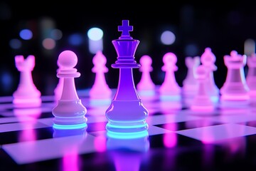 Chess game with neon light effect