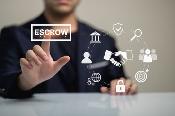 Escrow Services Concept with Digital Interface Showing Security Layers, Transactions, and User Interactions in Modern Financial Environment