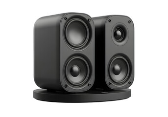 Fototapeta premium Pair of black bookshelf speakers isolated on transparent background