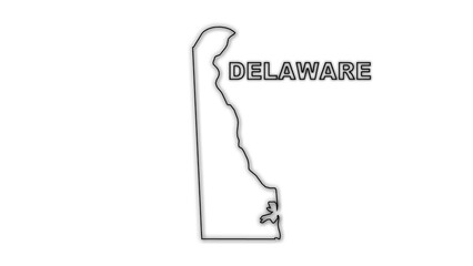 Black and White Delaware Map Outline Minimalist Monochrome Illustration