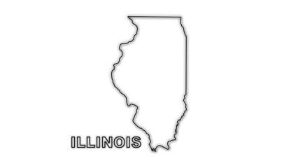 Black and White Illinois Map Outline Minimalist Monochrome Illustration