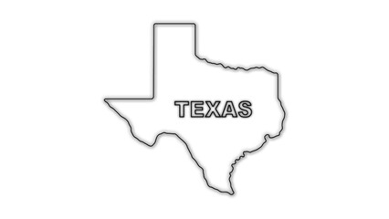 Black and White Texas Map Outline Minimalist Monochrome Illustration