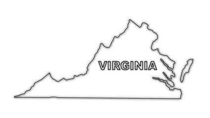 Black and White Virginia Map Outline Minimalist Monochrome Illustration