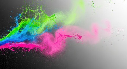 A colorful, abstract explosion of vibrant colors against a gradient background.