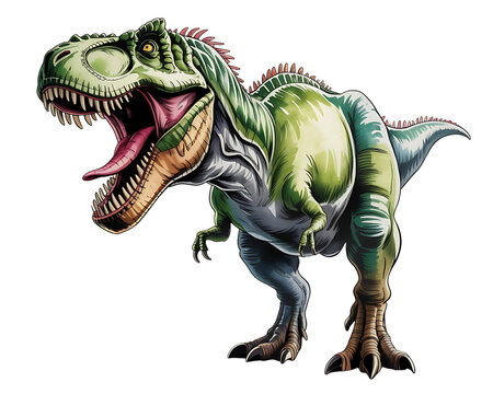 Fierce tyrannosaurus rex dinosaur roaring with mouth open - Powered by Adobe