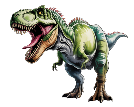 Fierce tyrannosaurus rex dinosaur roaring with mouth open