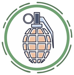 Fototapeta premium Grenade illustration inside a green circle, perfect for warning, danger, and conflict concepts.