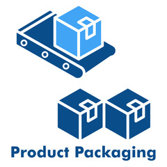 Product Packaging Icon. Outline Color Icon Style for Manufacturing Conveyor.