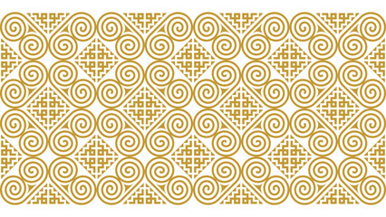 Golden yellow Hmong pattern for decorating clothes, printed fabrics, backgrounds, wallpapers.