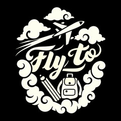 Fototapeta premium Fly to vector design with plane