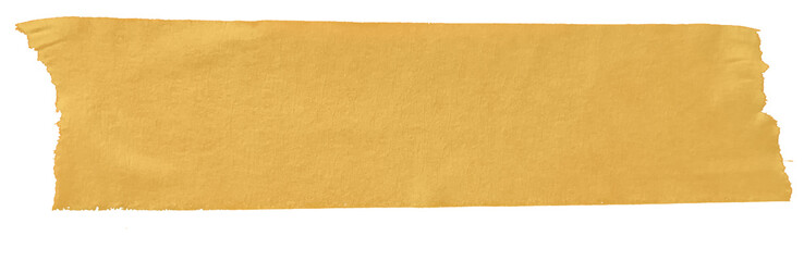 Curved yellow masking tape piece with torn edges isolated on transparent background. Perfect for handmade projects, collage design, stationery, and product packaging visuals.
