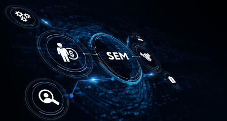 SEM Search Engine Optimization Marketing Ranking concept for website. 3d illustration