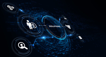 Business, Technology, Internet and network concept. Solutions business words. 3d illustration