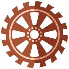 Obraz premium Isolated brown cogwheel illustration with spokes and circular gear pattern design for engineering or steampunk elements.