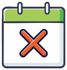 Fototapeta premium Simple Doodle Illustration of a Calendar with a Cancellation X Mark
