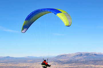 Paraglider flying from Padul in Spain	