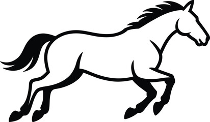 Black Horse Running Illustration with White Fill vector