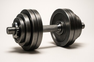 Naklejka premium Adjustable metal dumbbell with textured grip and weighted plates