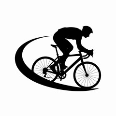 Fototapeta premium Silhouette of a cyclist in motion with a dynamic swoosh effect